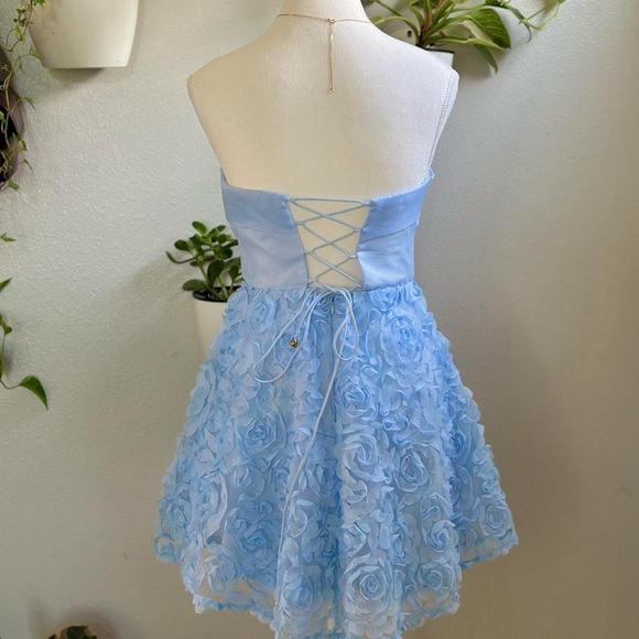 Angel Biba Strapless Blue Rosette Mini Dress XS - Picture 5 of 8